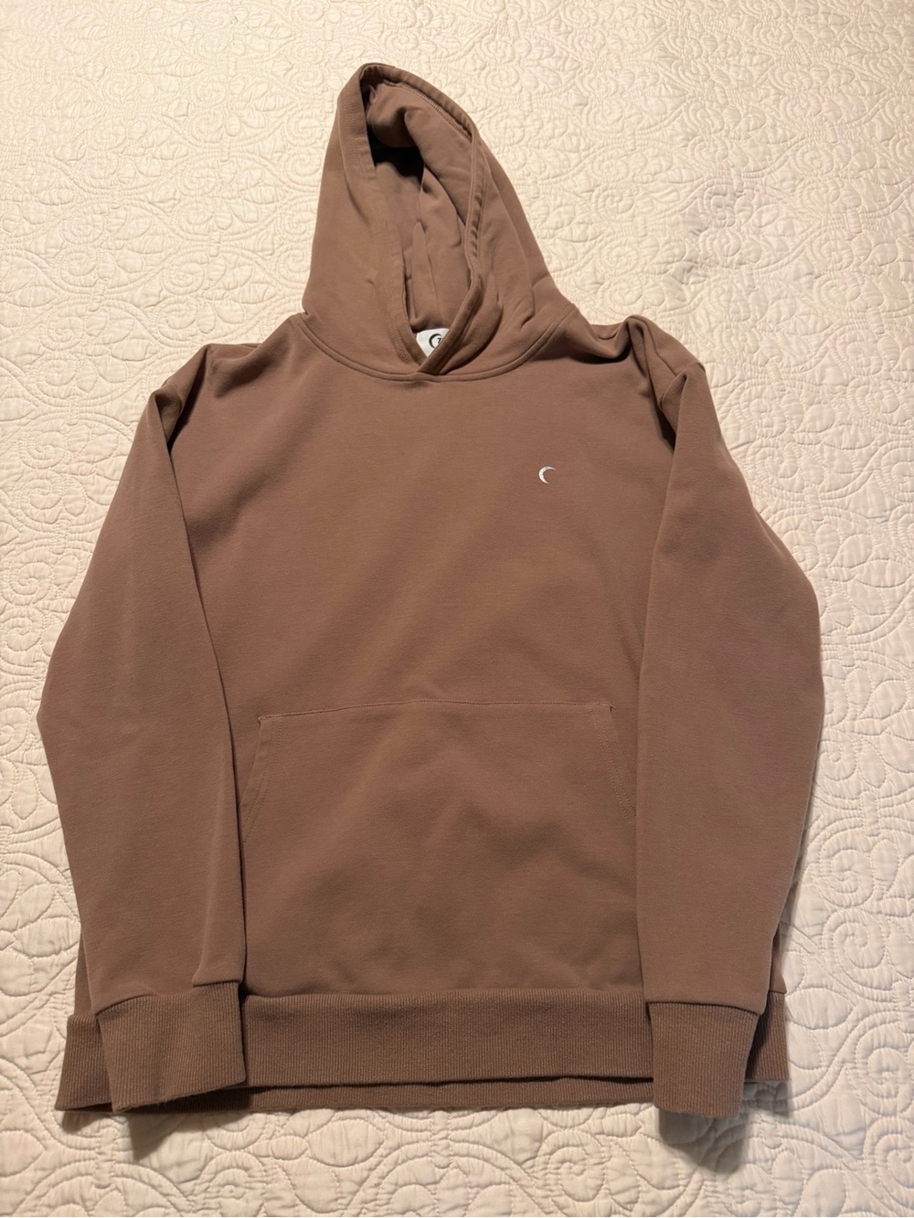 ZYIA Brown Pullover Hoodie with Small Crescent Logo - Men